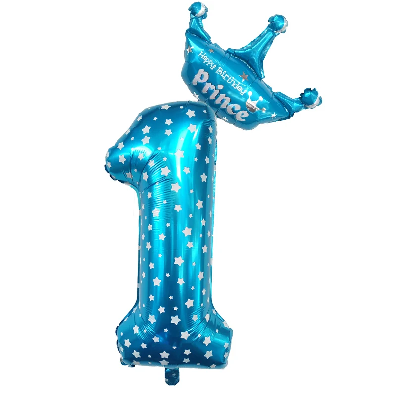 Fancy Blue 1 2 шт./компл. 32 дюймов нарядное голубое платье/розовой короной Количество воздушных шаров Цифровой шар 0-9 день рождения для мальчиков и девочек "сделай сам" День рождения украшения Globos - Цвет: Fancy Blue 1