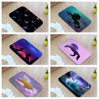 

Fairytale World Unicorn Cosmic Purple Red Starry Sky Dusk Colorful Clouds Geese Geese Coral Fleece Deocration Living Room Carpet