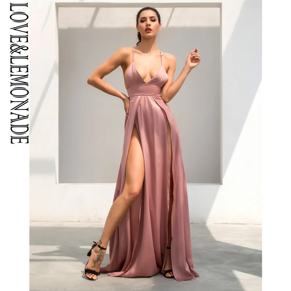 

Love&Lemonade Nude Color V-Necked Irregular Dress LM0103