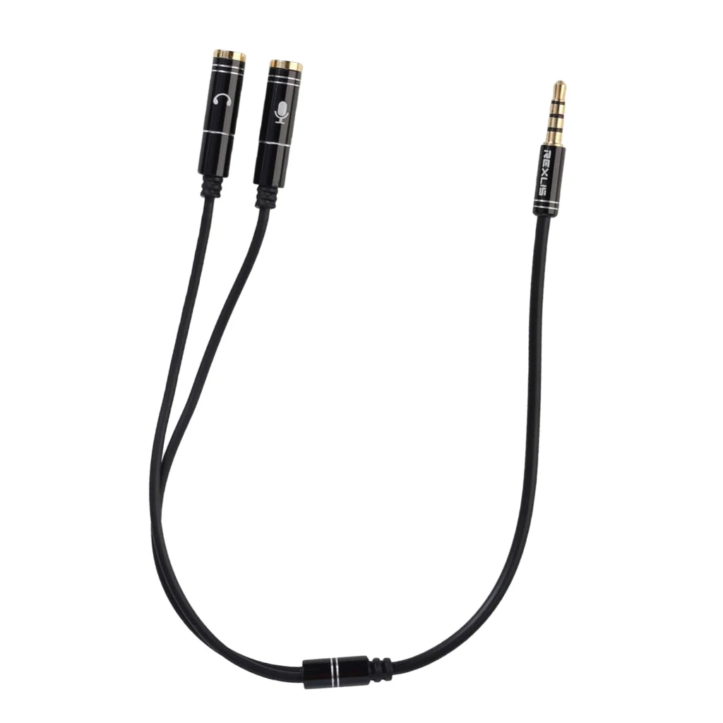 3.5mm Stereo Audio Male to 2 Female Headphone Mic Y Splitter Cable Adapter for PC Computer Laptop Smartphone