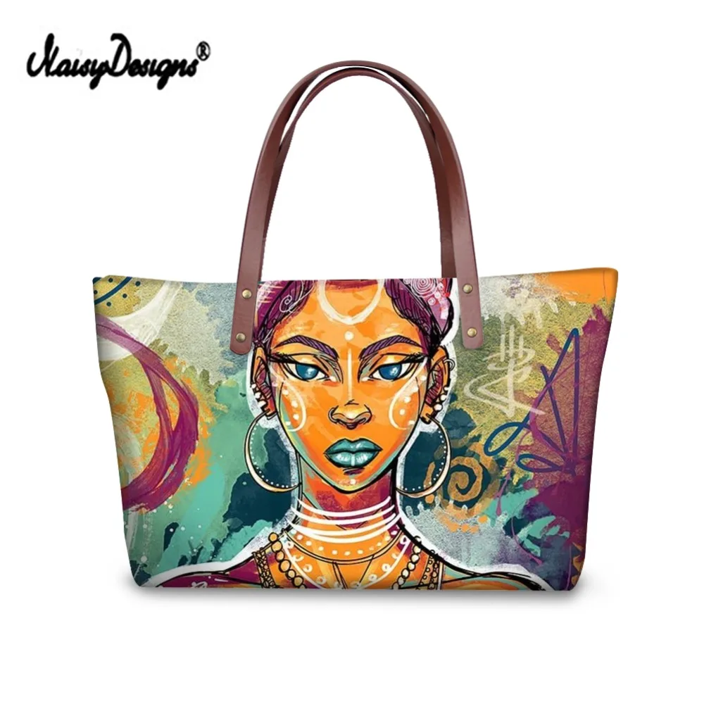 

Noisydesigns Art Afro Girl Print Large Handbags Women Shopping Luxury Tote Shoulder Sac Ladies Top-handle Zip Bag Torebka Damska