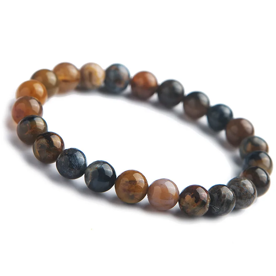 

Genuine Natural Pietersite Gems Stone Crystal Stretch Powerful Round Bead Bracelet 8mm