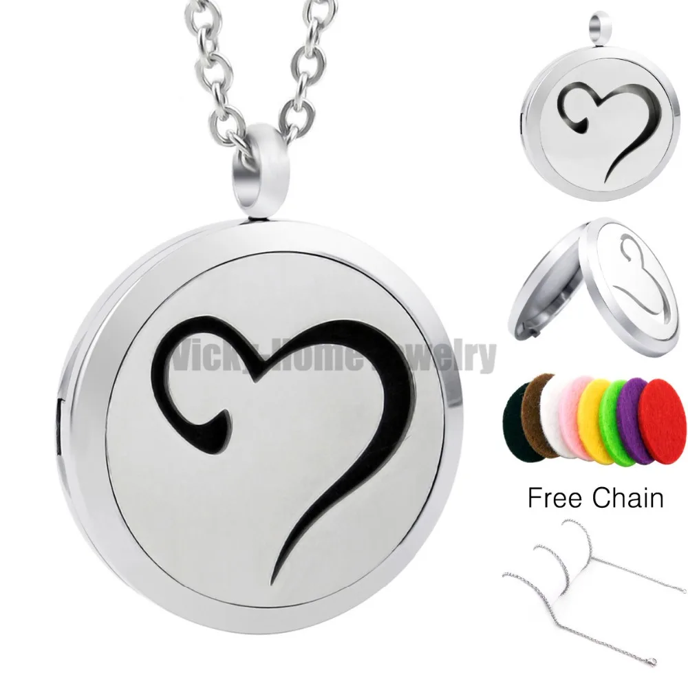Chain Free 30mm Love Heart Diffuser Locket Essential Oils Perfume