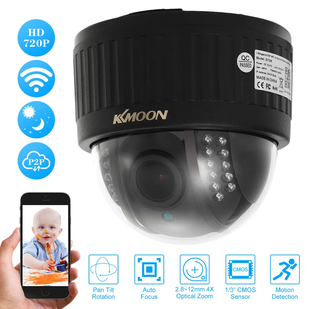 bilder für KKmoon Drahtlose WIFI PTZ Ip-kamera HD 720 P Indoor Dome 2,8 ~ 12mm Autofokus 4X Zoom Objektiv 1MP Nachtsicht Sicherheit kamera bilder für KKmoon Drahtlose WIFI PTZ Ip-kamera HD 720 P Indoor Dome 2,8 ~ 12mm Autofokus 4X Zoom Objektiv 1MP Nachtsicht Sicherheit kamera