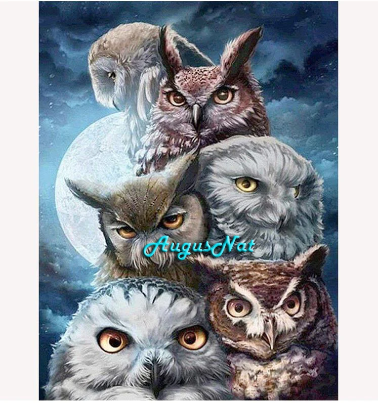 

owls diamond painting cross stitch birds wall art animals decor diamond dotz picture mosaic rhinestone pasted needlework craft