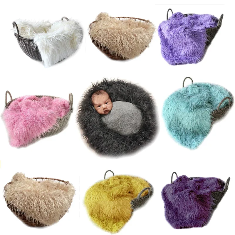 Newborn Photography Props Soft Baby Fur Blankets Faux Fur Background