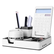 

Simple and fresh multi-function rechargeable Desktop storage box Brush pot Stationery Holder free shipping