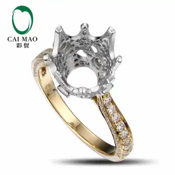 

CaiMao Round cut Semi Mount Ring Settings & 0.73ct Diamond 18k Yellow Gold Gemstone Engagement Ring Fine Jewelry