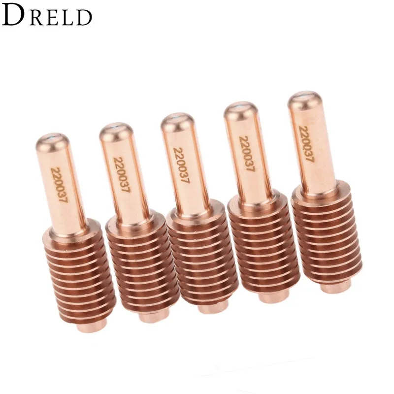 DRELD 5pcs 100A Electrode 220037 for Plasma Cutting Torch Consumables Replacement Unshielded /Shielded/Gouging Processes DRELD 5pcs 100A Electrode 220037 for Plasma Cutting Torch Consumables Replacement Unshielded /Shielded/Gouging Processes