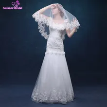 AOLANES,, белая Фата невесты, короткая, однослойная, кружевная кромка, свадебная фата, дешевые,, свадебные аксессуары