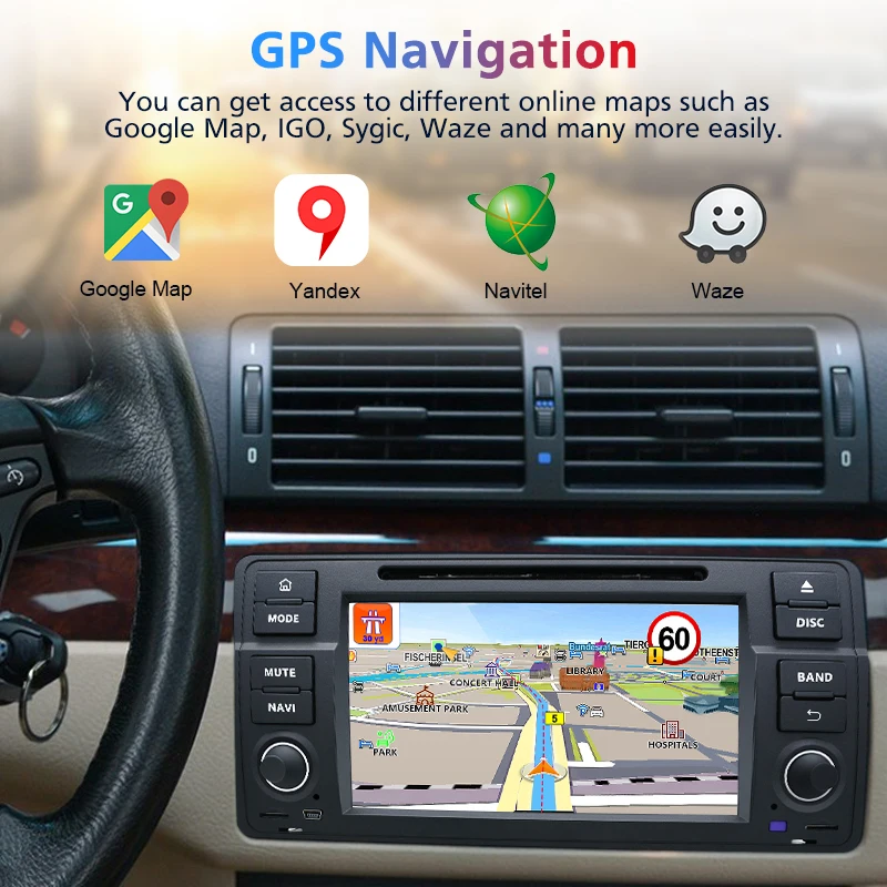 Top Junsun 7" Navigation WIFI Android 8.1 2+32GB Car Multimedia Player GPS Navi Auto DVD Radio for BMW E46 M3 Rover 75 MG ZT 4