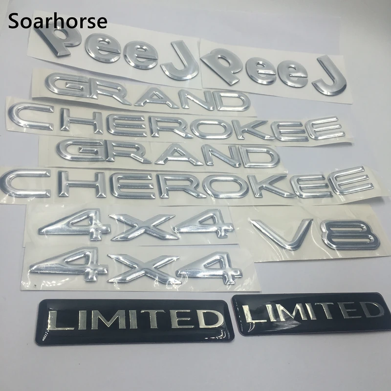 Soarhorse 1 комплект серебро для Jeep Grand Cherokee 4x4 V8 Limited Алфавит эмблема логотип значок