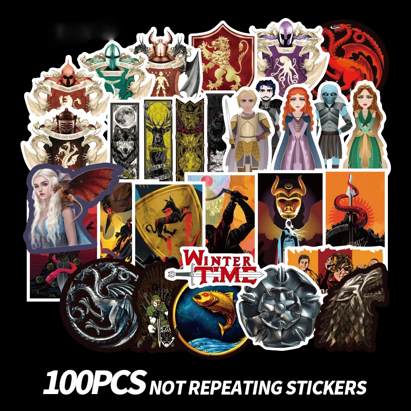 

100pcs Game of Throne sticker cartoon waterproof sticker for children travel case bicycle laptop notebook kid toy anime stickers