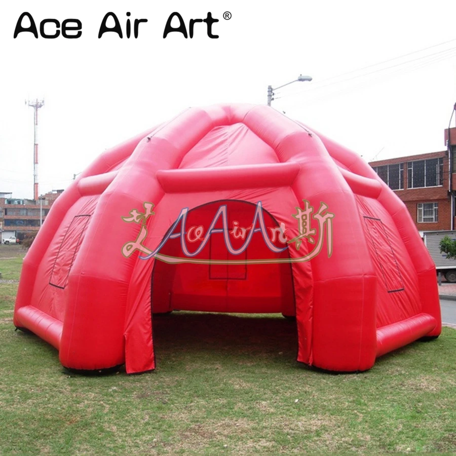 

Attractive full red 6 m diameter inflatable tarpaulin spider tent,air dome party tent with removable banners for trade shows