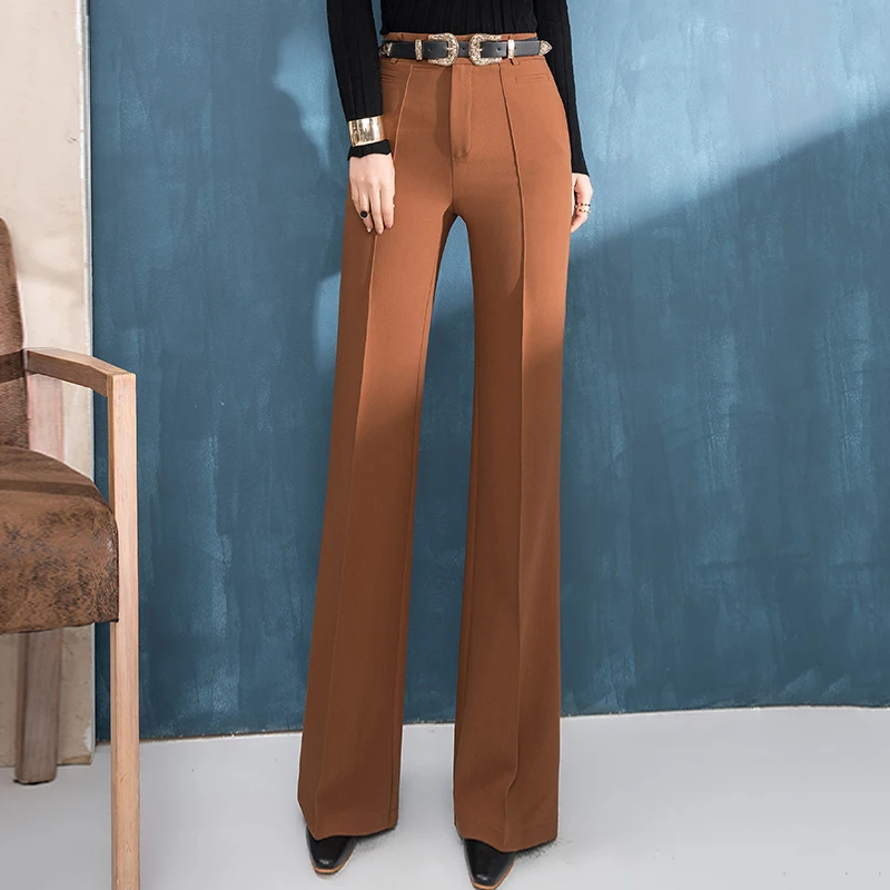 Zip Up Wide Leg Solid Pants Women Fashion New Clothing High Waist