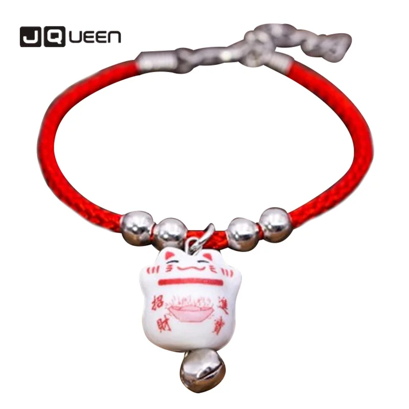 

2019 Lucky Cat Bracelet Handmade Corded Ceramic OrnamentsLover Bracelet Bells