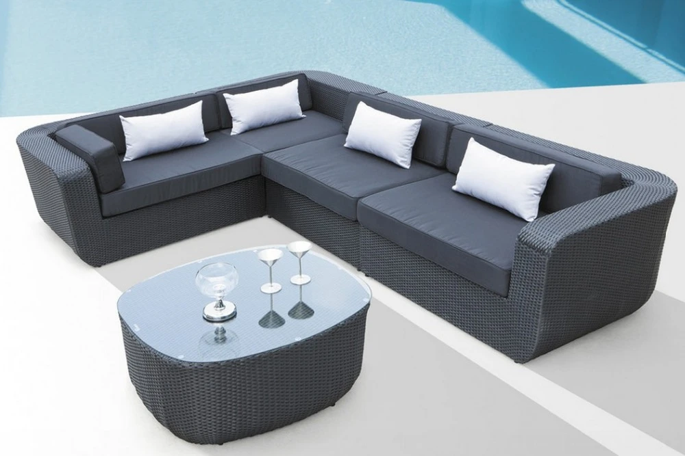 luxury classic home furniture 4 seater rattan corner sofa set