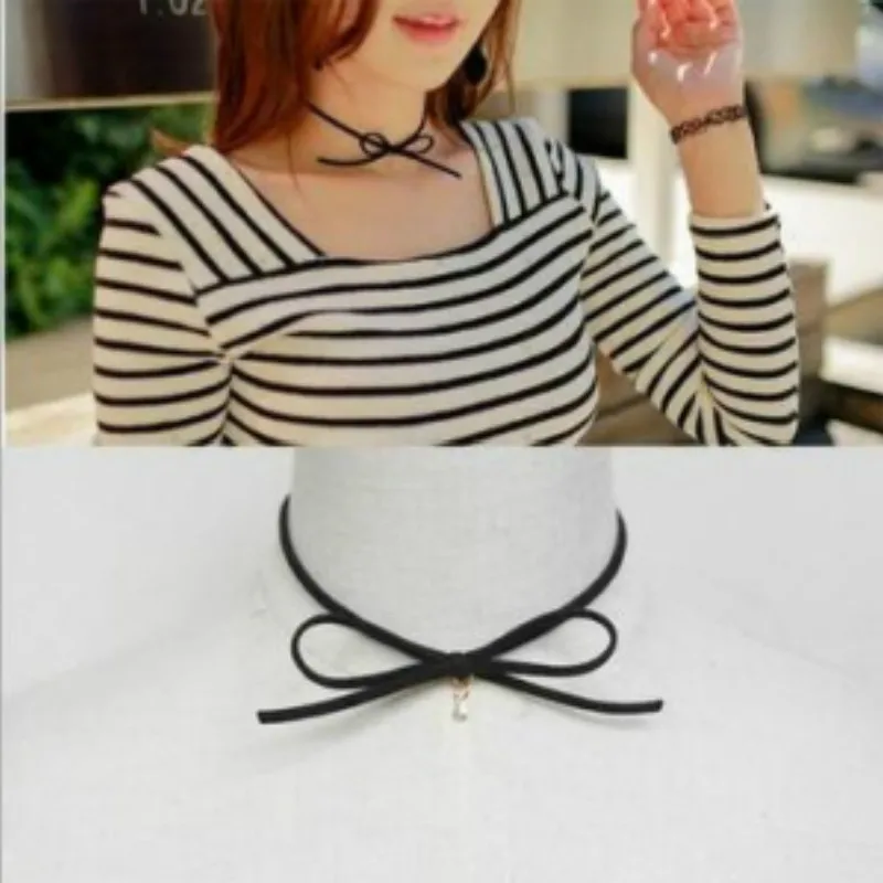 Женское Ожерелье чокер 2017 черное бархатное короткое ожерелье с бантом для