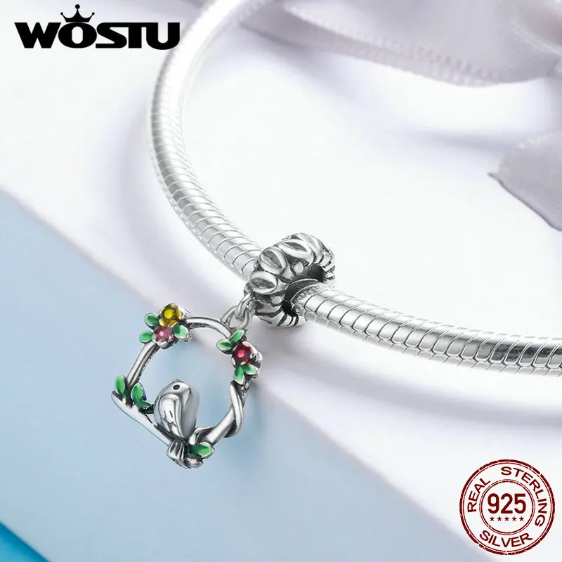 WOSTU летний бренд новинка Стерлинговое Серебро 925 пробы птица и клетка болтается