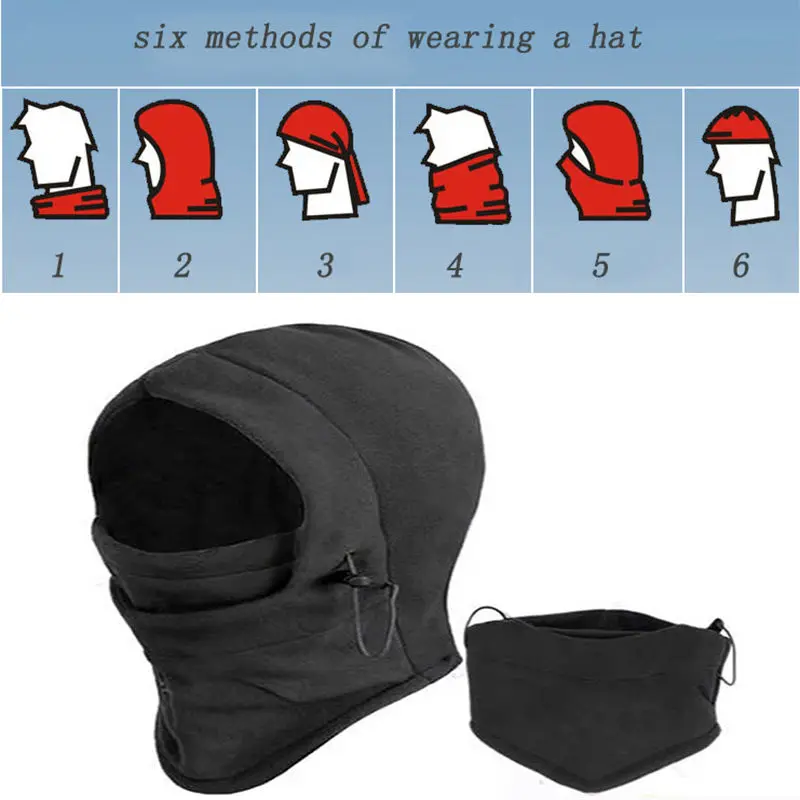 Модные теплые зимние черные шапки-бомберы для мужчин и женщин с ушками для лица флисовая маска с капюшоном шлем шляпа