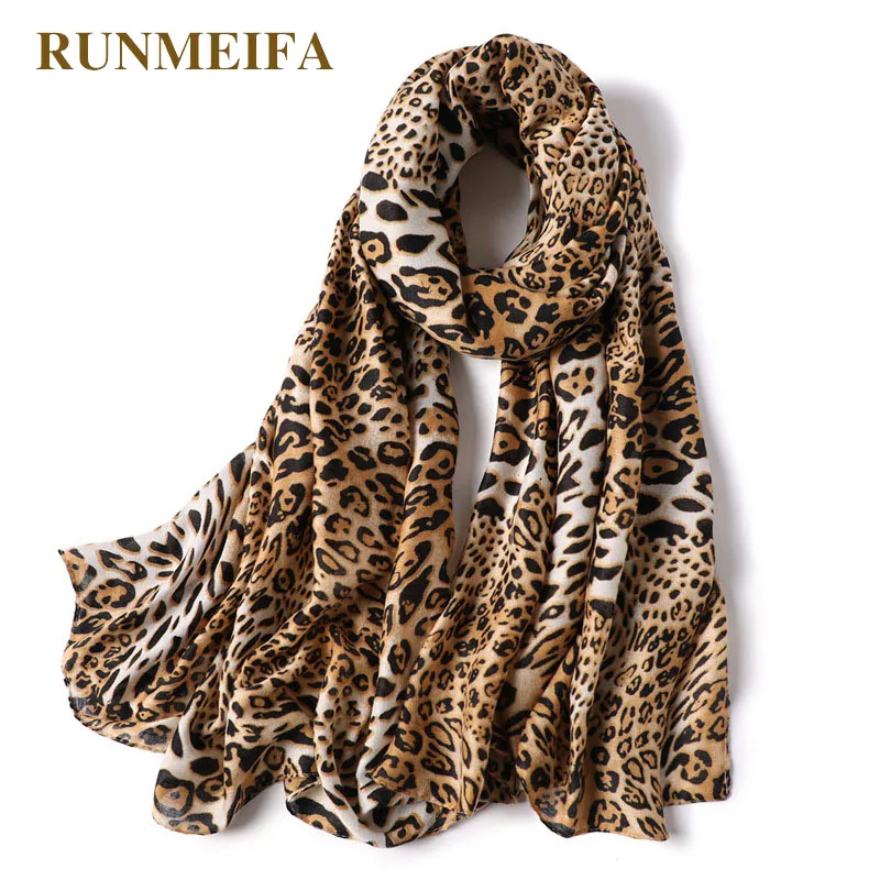 

RUNMEIFA New Winter Warm Cashmere Scarf For Women/Ladies Blanket Fashion Shawls Leopard Print Christmas Gifts Luxury Brand Long