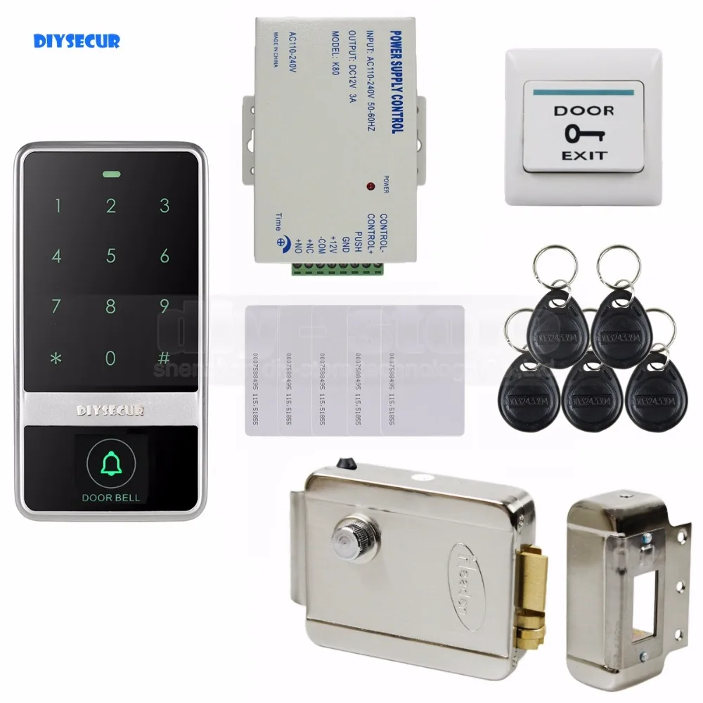 

DIYSECUR 125KHz RFID Reader Touch Panel Password Keypad Door Access Control Security System Kit