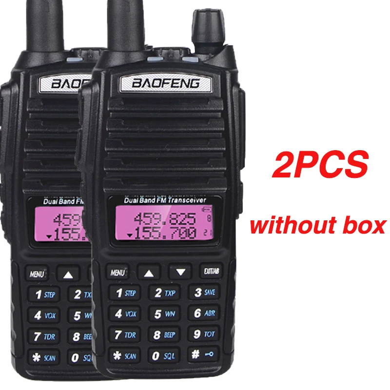 2pcs without box 2 шт. Baofeng UV82 5 Вт рация Двухдиапазонная двухсторонняя радио 10 км портативная CB Ham Радио VHF/UHF FM трансивер UV 82 коммуникатор - Цвет: 2pcs without box