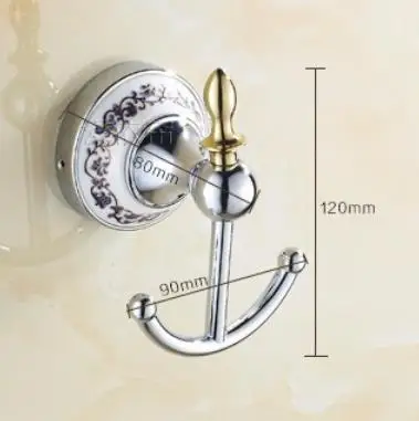 Европейский серебристый Античные аксессуары для ванной керамический крючок для халата, крючок для одежды, крючок для пальто, Товары для ванной комнаты