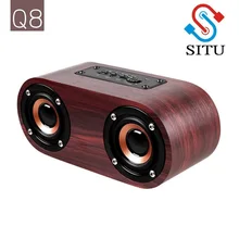 Q8 дерева в форме эллипса, деревянный ящик Беспроводной Bluetooth Динамик 10 Вт сабвуфер высокой мощности 1500 мА/ч, Батарея Поддержка карта TF AUX кабель
