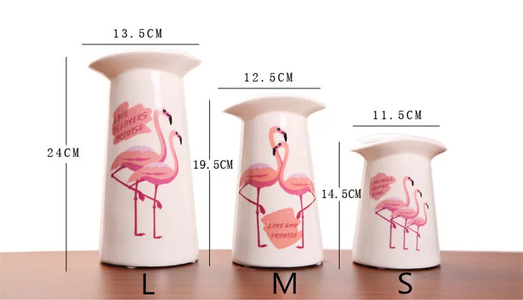 Flone European Artificial Flower Pot Ceramic Vase Wind Flamingo Flower Vase Living Room Dining Table Flower Home Decoration Art (3)