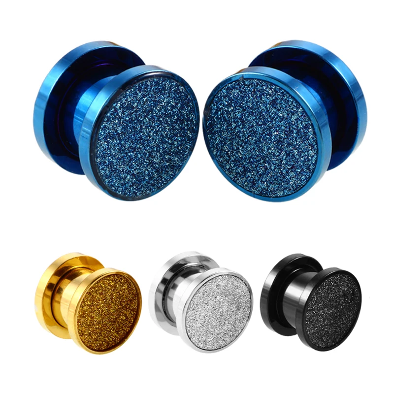 

1 pair 316L Steel Screw Ear Plugs and Tunnels Gold Silver Bling Ear Expander Ear Gauges Ear Stretchers Body Jewelry Piercings