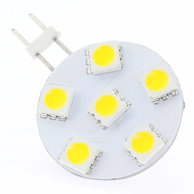 Приглушаемая SMD 5050 G4 6 светодиодная лампочка с круглой платой 1 Вт 12 В белый теплый