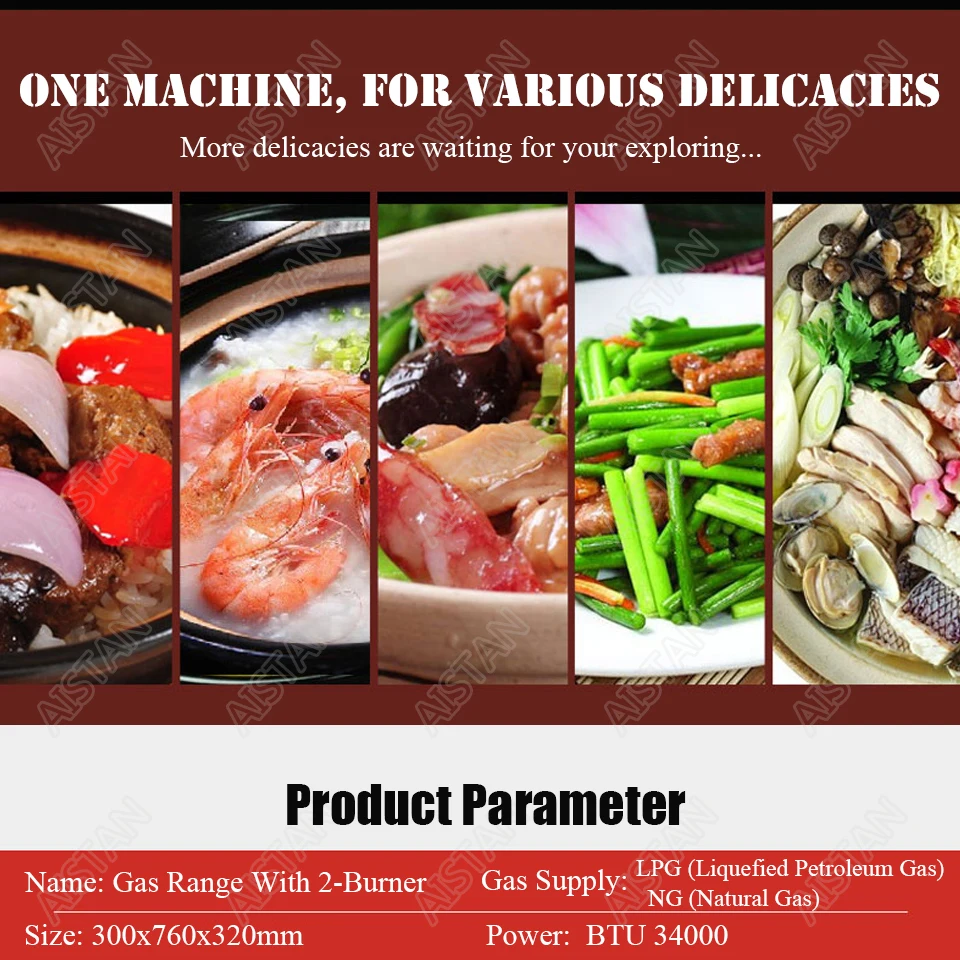 GH2 commercial 2-burner counter top gas range/stove/cooker for claypot rice and kitchen cooking equipment