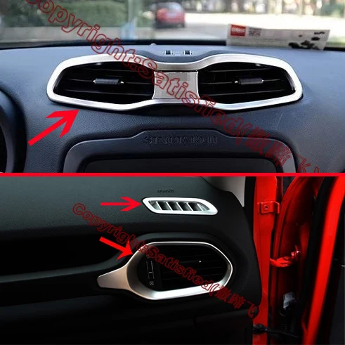 

ABS Pearl Chrome Interior Air-Condition Vent Outlet Cover Trim For JEEP Renegade 2015 2016 2017 Car Accessories Stickers