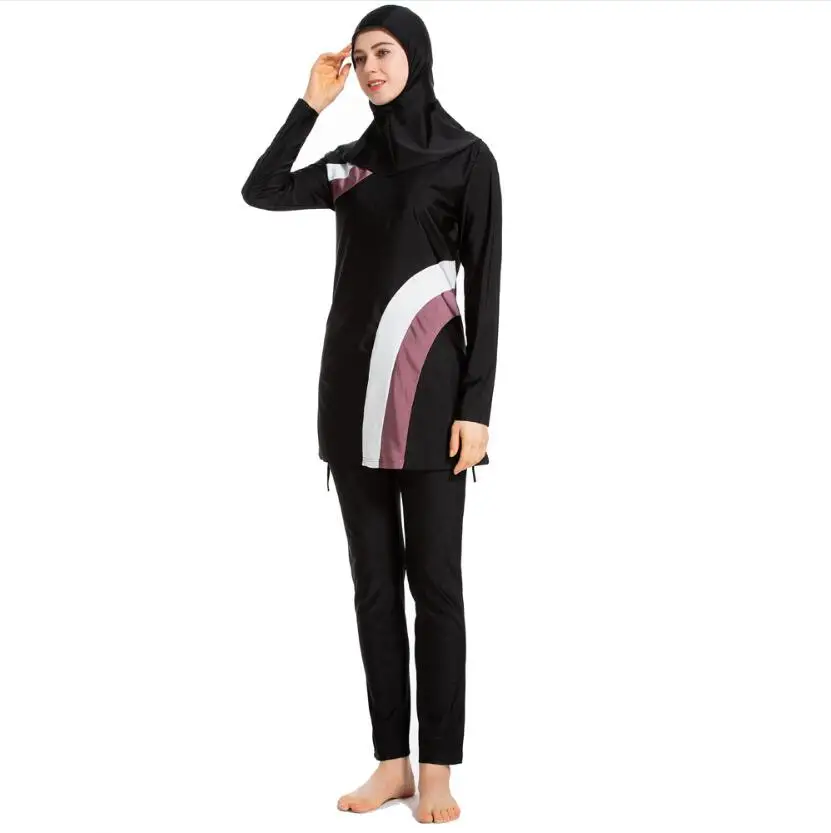 

3 PCS Maillot De Bain Hijab Femme Burkini 2019 Stitching Swimwear Women's Swimsuit Modest Clothing Tesettur Mayo Musulman Islam