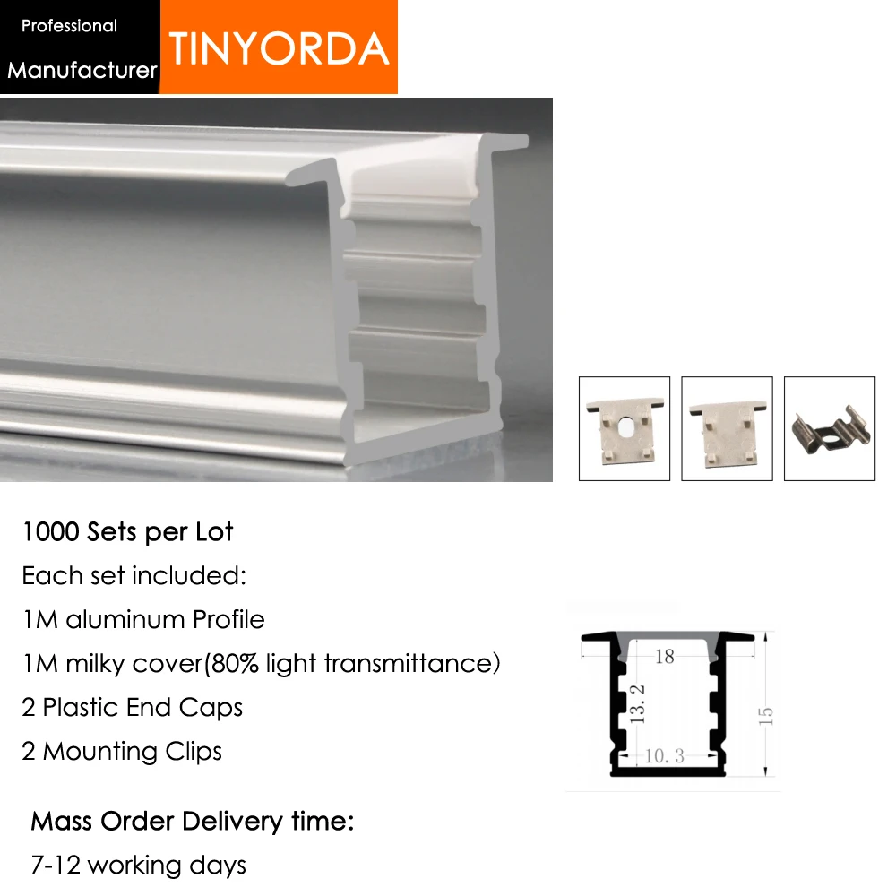 Tinyorda 1000Pcs (1M Length) Led Alu Profile Led Channel Profil for 10mm LED Strip Light 1M LED Profile Alu Profile channel Tinyorda 1000Pcs (1M Length) Led Alu Profile Led Channel Profil for 10mm LED Strip Light 1M LED Profile Alu Profile channel