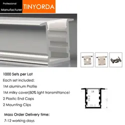 Tinyorda 1000 шт. (длина 1 м) светодиодный профиль Alu светодиодный профиль канала для 10 мм Светодиодные полосы света 1 м светодиодный профиль Alu
