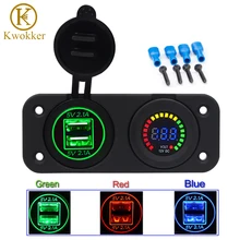 12-24 v 4.2A Dual USB Auto Cigarete Accendisigari del Divisore Dello Zoccolo Adattatore del Caricatore di Apertura Con La Tensione Della Batteria di Rilevamento Per telefoni