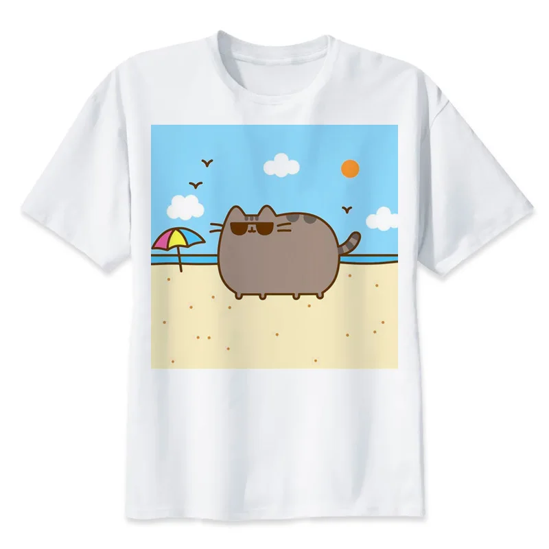 

Pusheen Print T-shirt Summer Brand Cotton T Shirt Casual T Shirts T2743