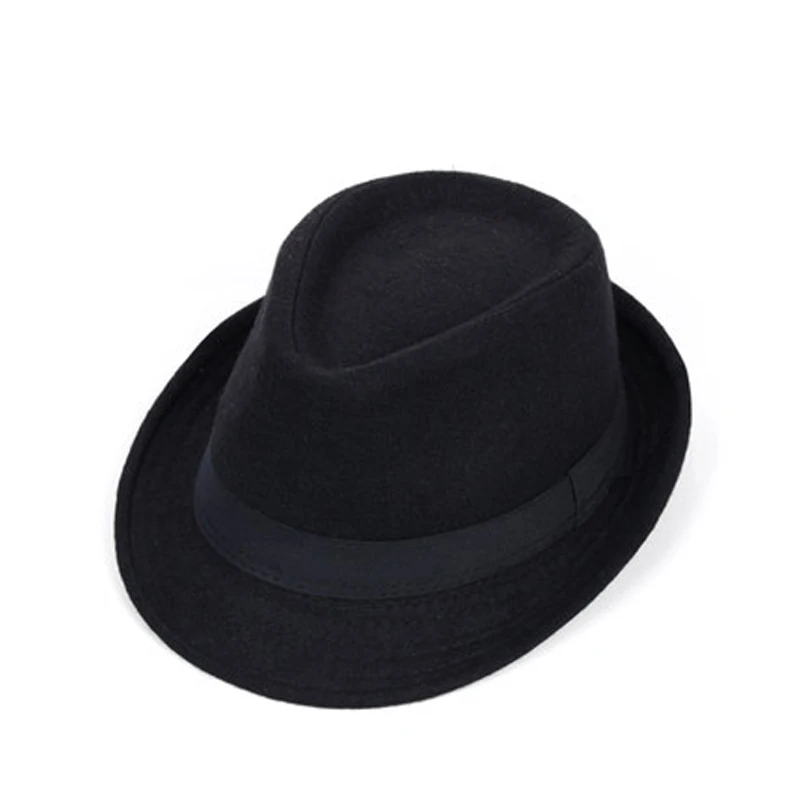 FS модная мужская шерстяная фетровая шляпа с широкими полями, Трилби шапки, Мужские фетровые шляпы, винтажная зимняя Панама, джазовая шляпа для мужчин, Chapeaux Sombreros Hombre Verano - Цвет: Black Style 1