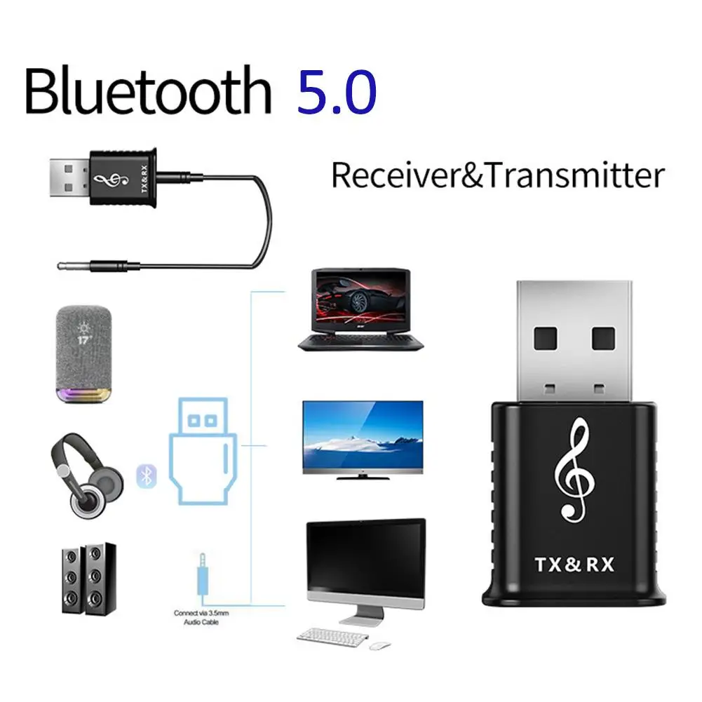 2 в 1 USB Bluetooth адаптер 5,0 для ПК Компьютерная Колонка Беспроводная мышь Bluetooth музыкальный аудио приемник передатчик Aptx