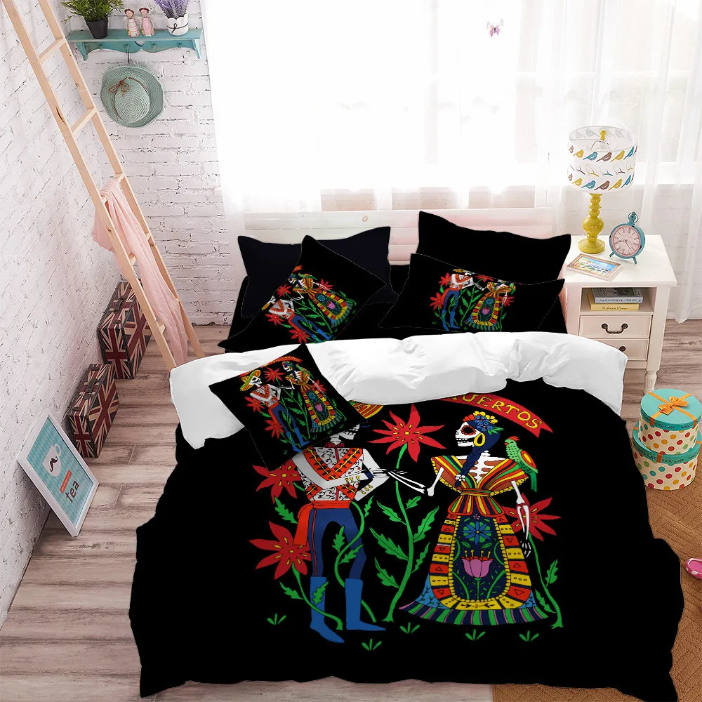 Boho экзотические Постельное белье фермер пара череп пододеяльник дамы красочные постельное белье листов наволочка 4 шт D30