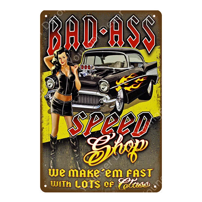 YD5268G Hot Rod Garage Декор Винтаж из металла наклейки в ретро стиле классический автомобиль мотор Батарея Инструменты искусства стены плиты в стиле «потертый шик живопись доска - Цвет: YD5268G