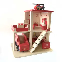 Пожарная станция деревянная игрушечная железная дорога игровой набор разнообразие Брио трек-сцена игровой компонент детские развивающие