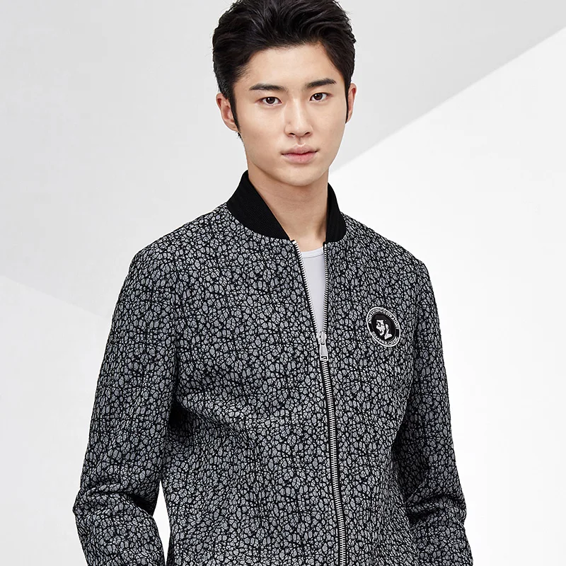 GXG Mens slim gray print loose black jacket #63821002 | Мужская одежда