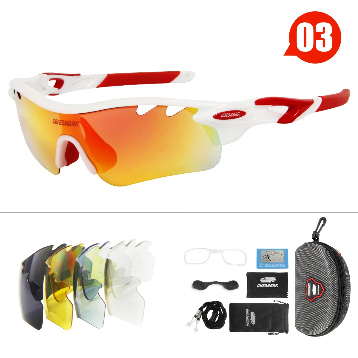 Queshark поляризационные велосипедные очки, велосипедные очки, спортивные велосипедные солнцезащитные очки TR90 UV400 С 5 линзами, уличные походные очки для верховой езды, рыбалки - Цвет: 03