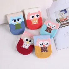 Женские повседневные носки, хлопковая одежда для отдыха, нижнее белье для девочек, женские короткие носки, дышащие Носки с рисунком совы, подарочные носки