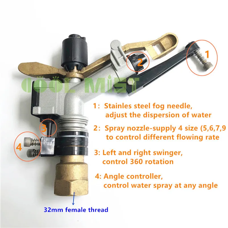 

S211 Roof atomization automatic cooling lawn sprinkler agricultural irrigation 360 degree adjustable rotating radius 12.5-19.5M