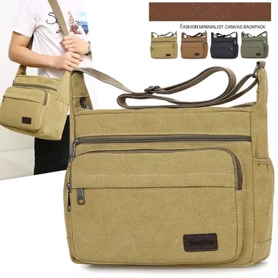 

Fashion Solid Small Men Traveller Handbags!All-match Male shopping Shoulder&Crossbody bags Versatile Casual Canvas Flap Carrier