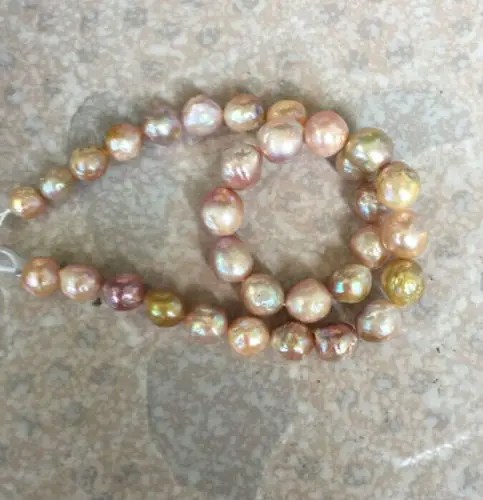 

GORGEOUS 10-12MM south sea gold pink purple multicolor pearl necklace 18inch